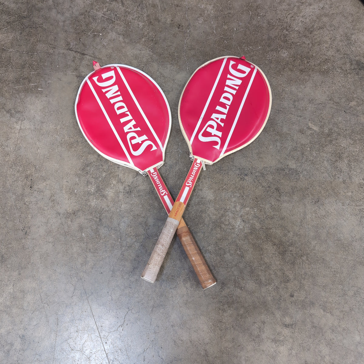 Spalding Vintage Red and White Paddles with Perforated Grips