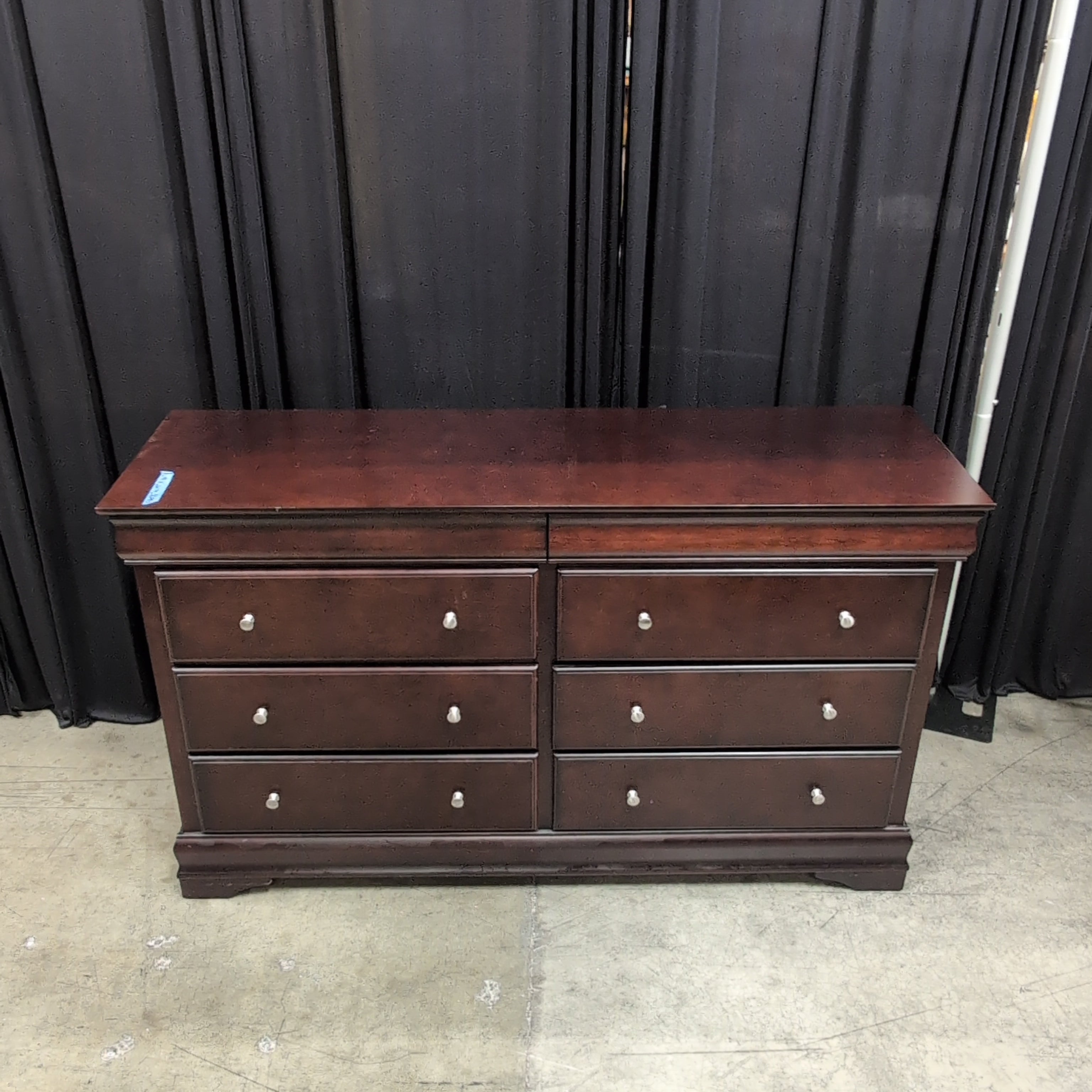 Traditional Six-Drawer Dresser in Dark Wood Finish