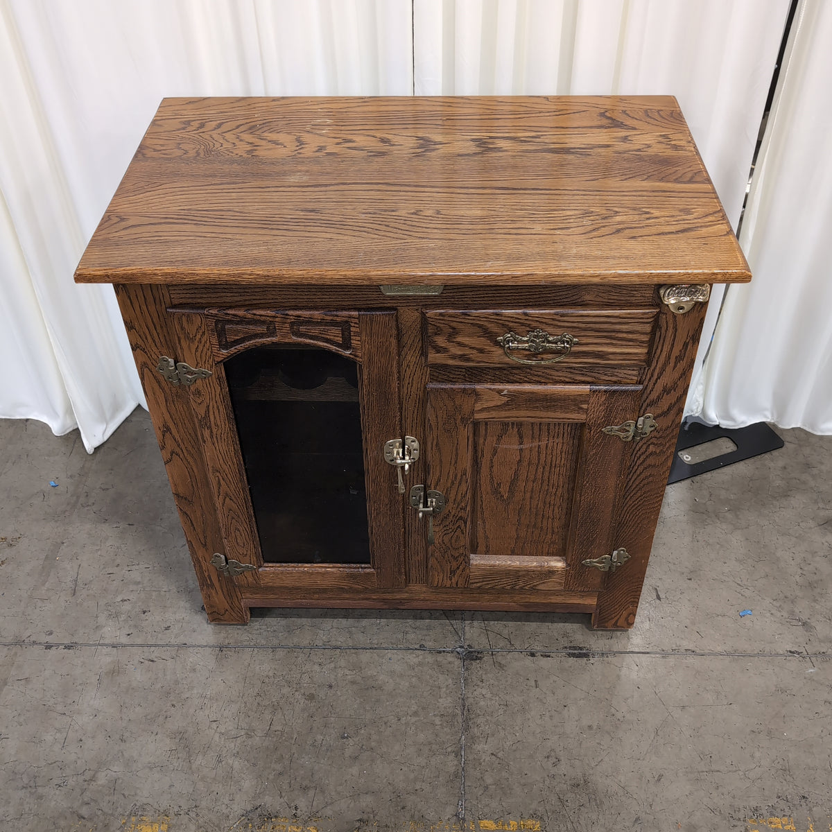 WHITECLAD Oak Wood Storage Cabinet with Bottle Opener