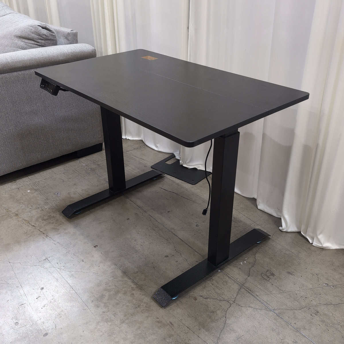 Black Adjustable Height Desk with Cable Management