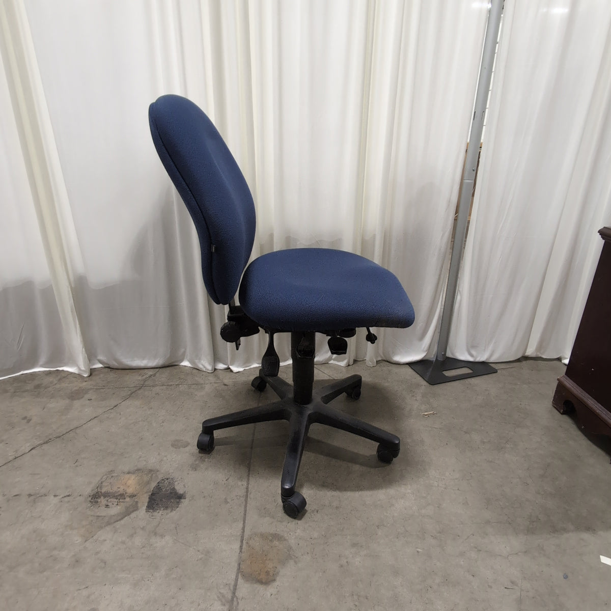 Navy Blue Fabric Armless Swivel Office Chair