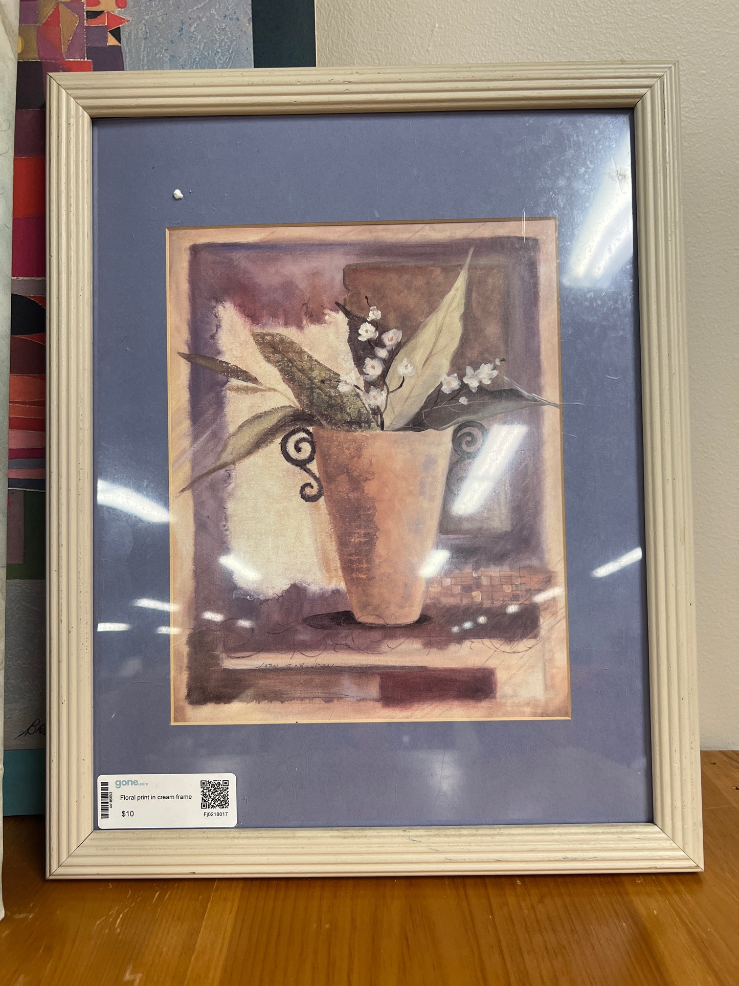 Floral print in cream frame