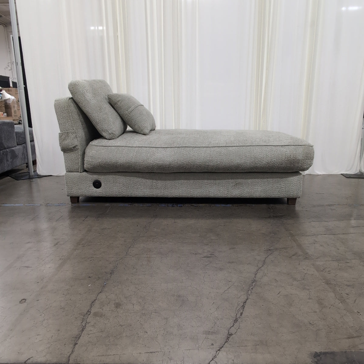 Light Grey Upholstered Chaise Lounge with Lumbar Pillow