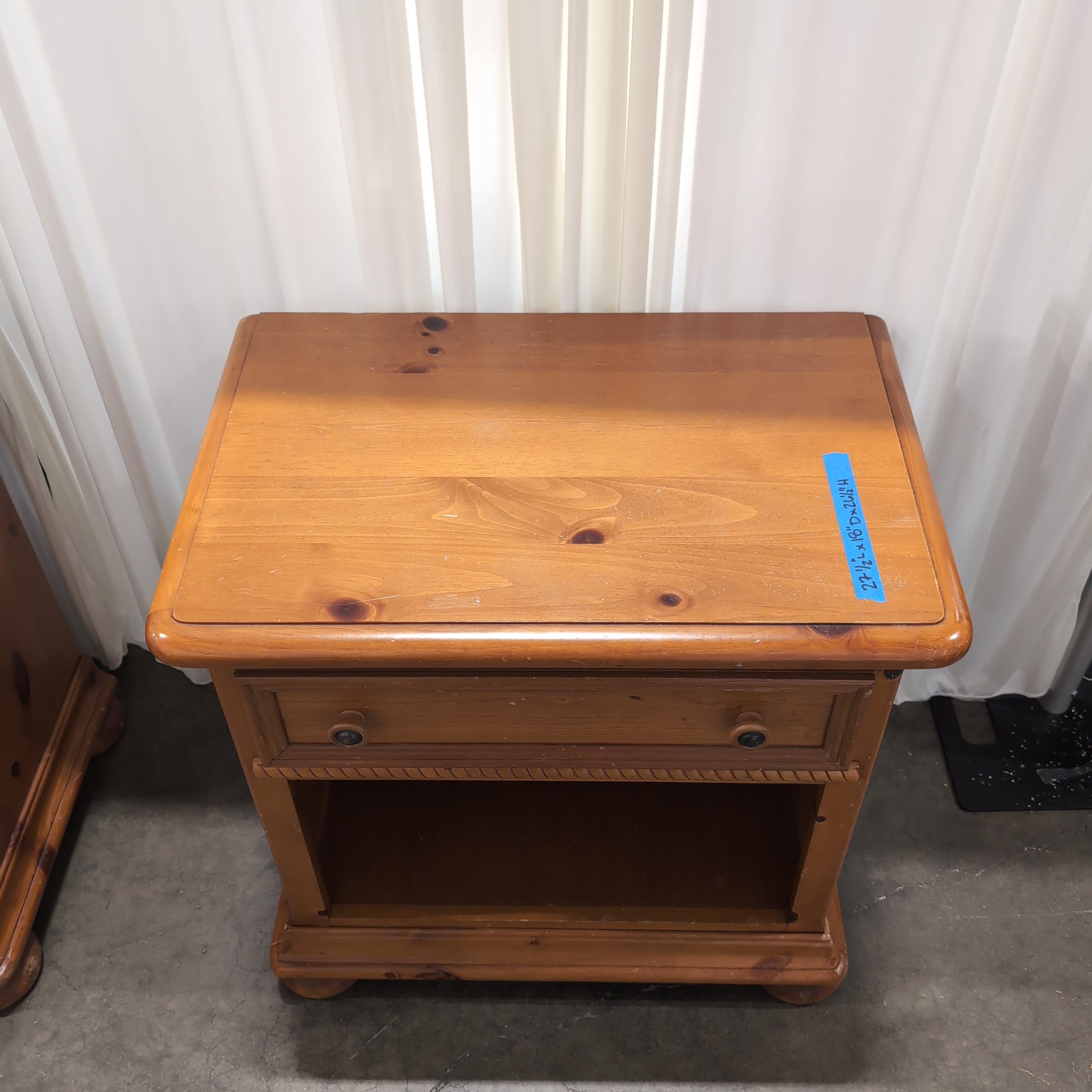 Warm Tone Wood Nightstand with Open Storage