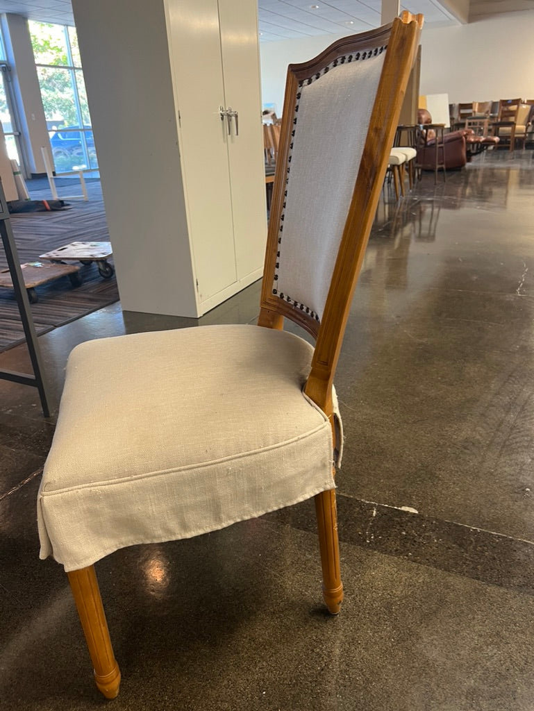 Pier 1 Imports Cloth Dining Chairs Tan with Rivet details