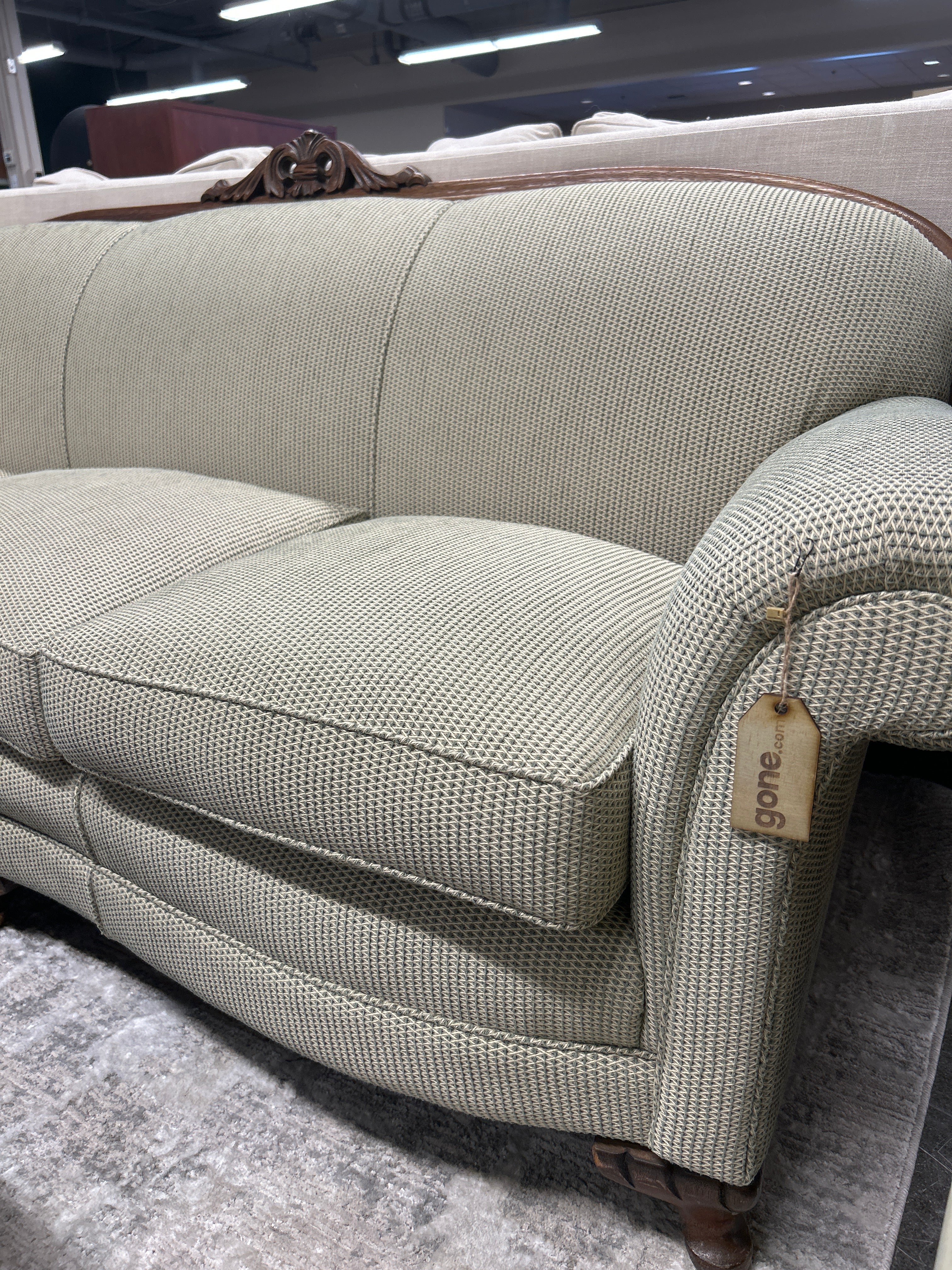 Custom Made Designer Couch With Wood Trim