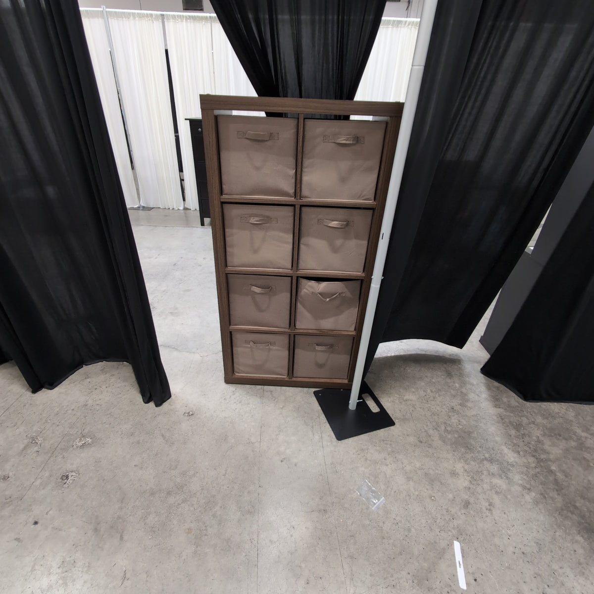 Bayside Furnishings - Dark Brown Wood-Look Eight-Cubbies Storage Unit with Fabric Bins