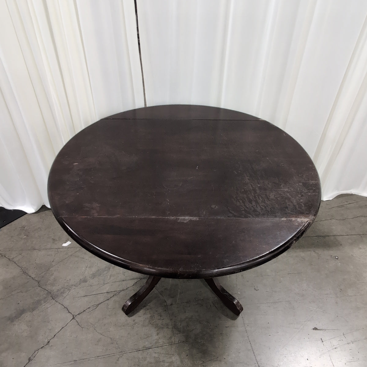 Dark Wood Round Dining Table with Drop Leaf