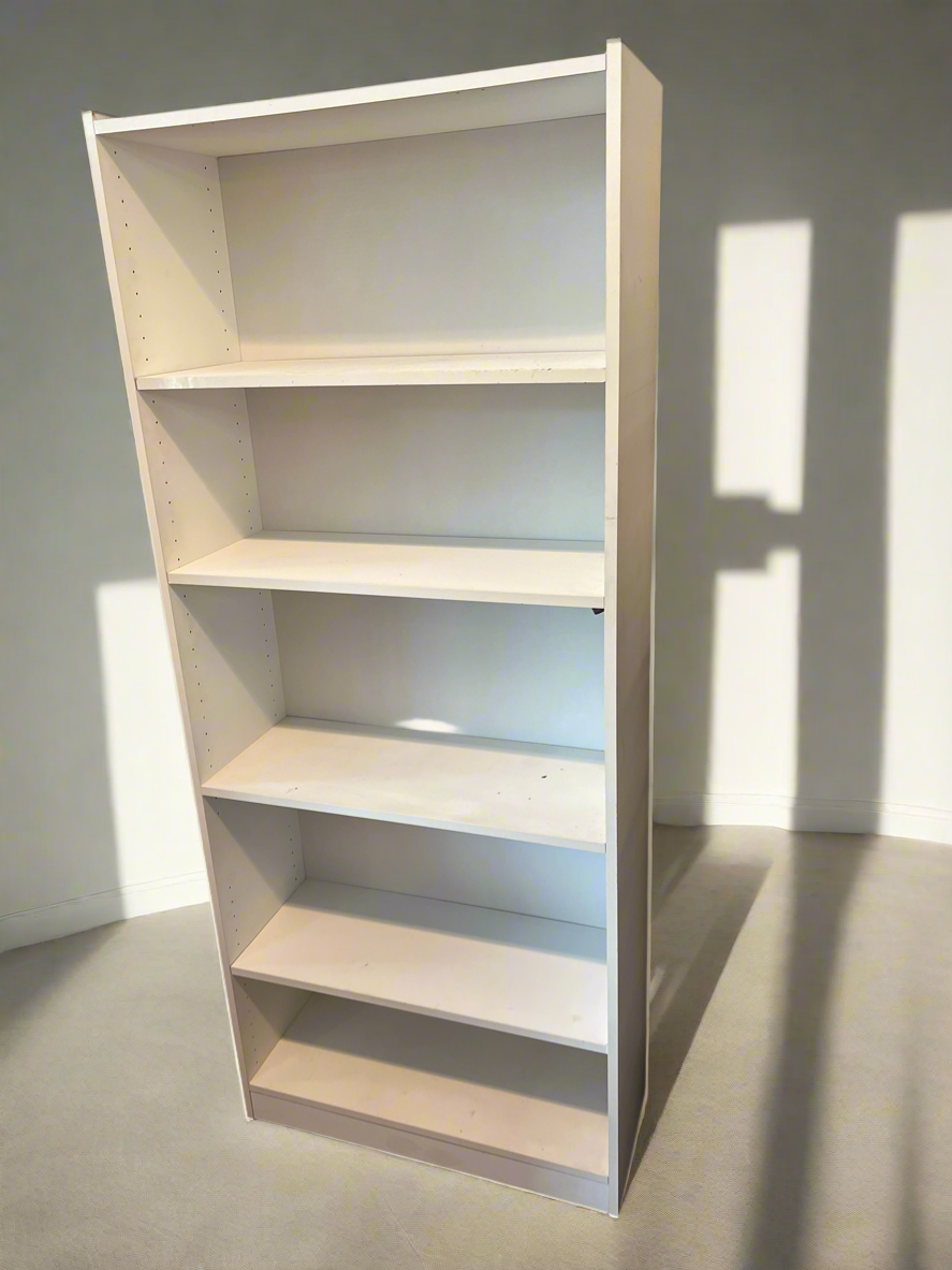 Tall White 5-Shelf Bookcase