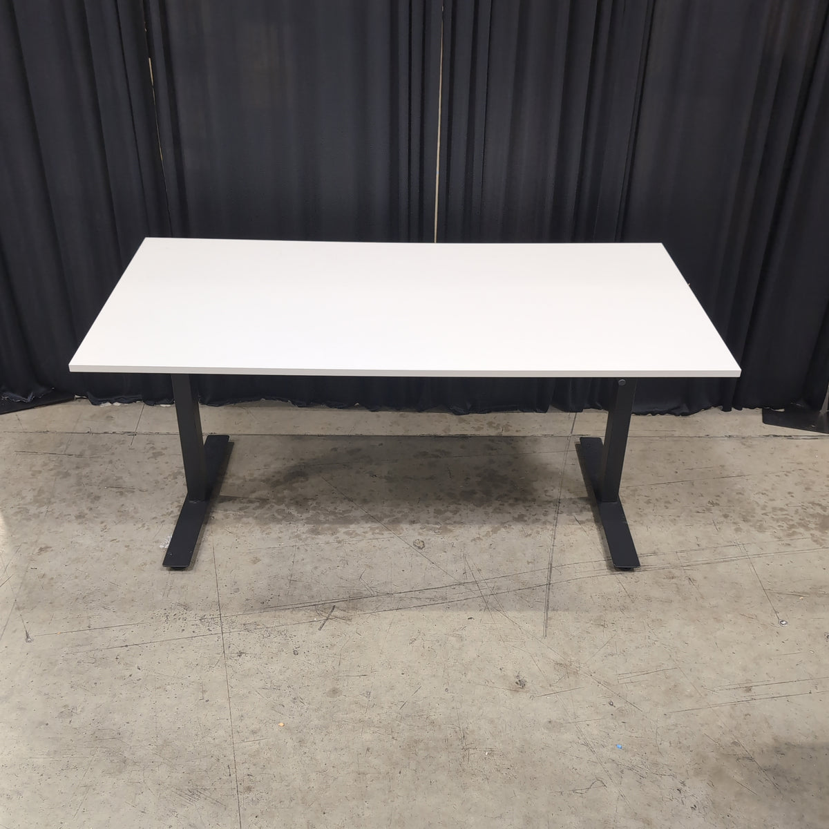 White Rectangular Desk with Black Metal Base