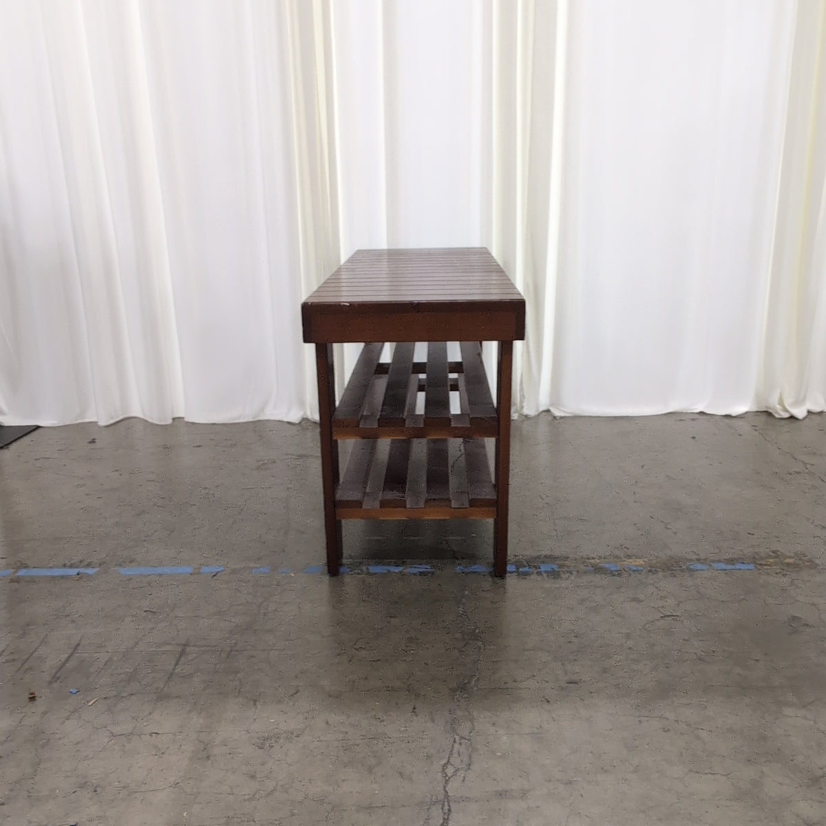 Brown Slat Top Wood Bench