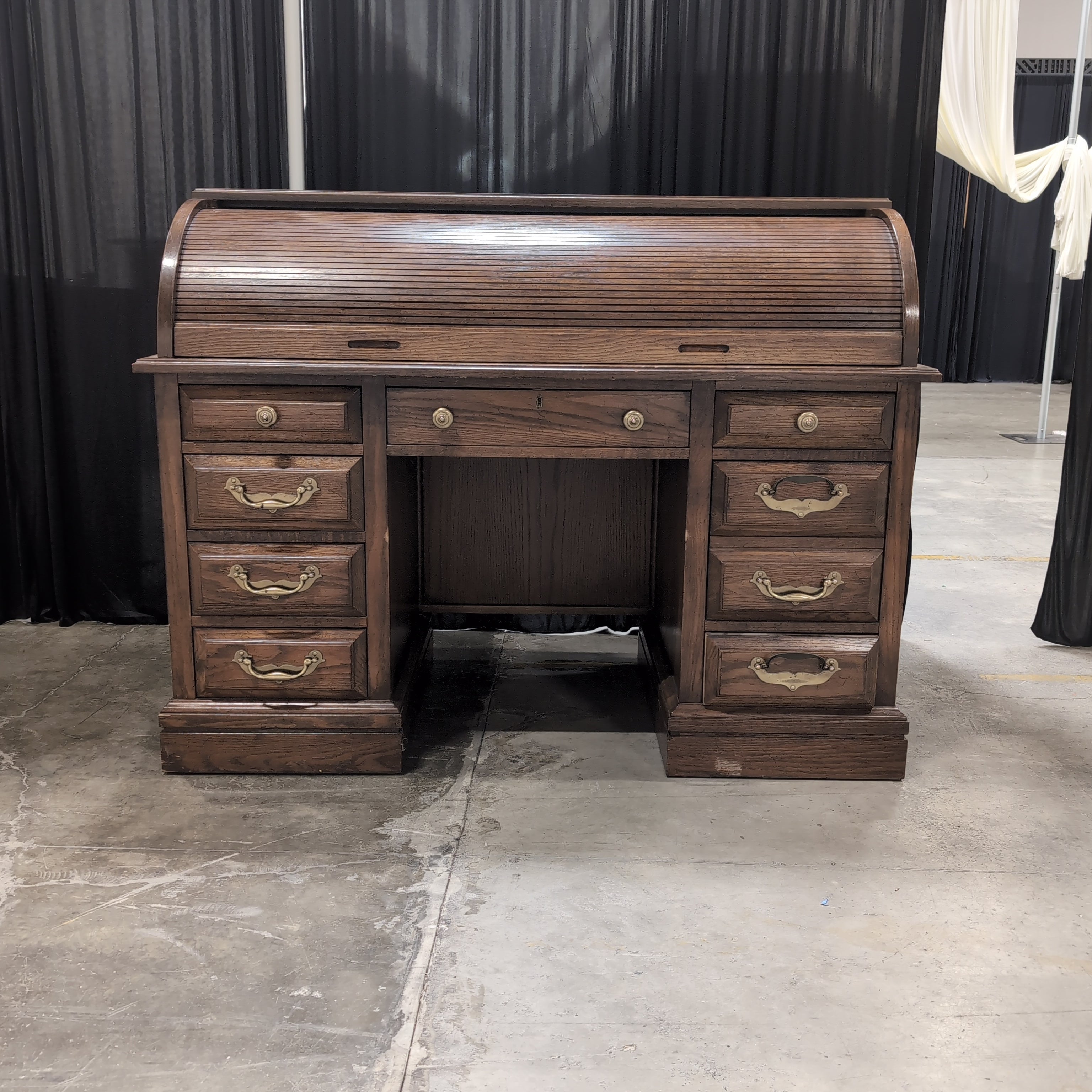 Jasper Cabinet Traditional Roll-Top Wood Desk with Cubbies