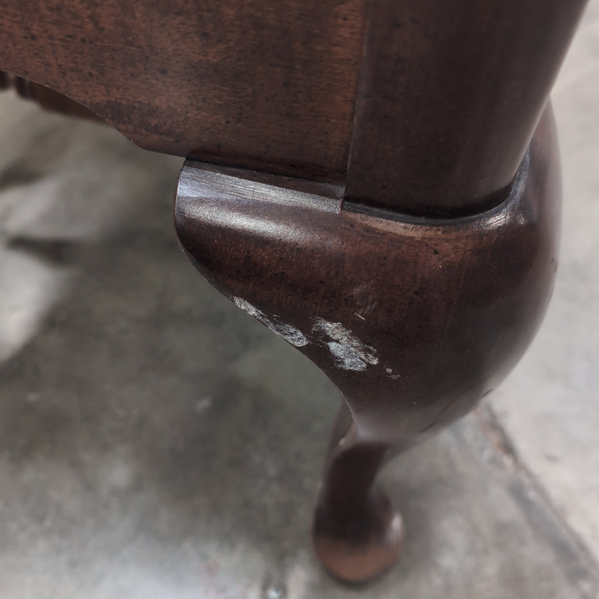 Carved Dark Wood Queen Anne Style Dining Chair