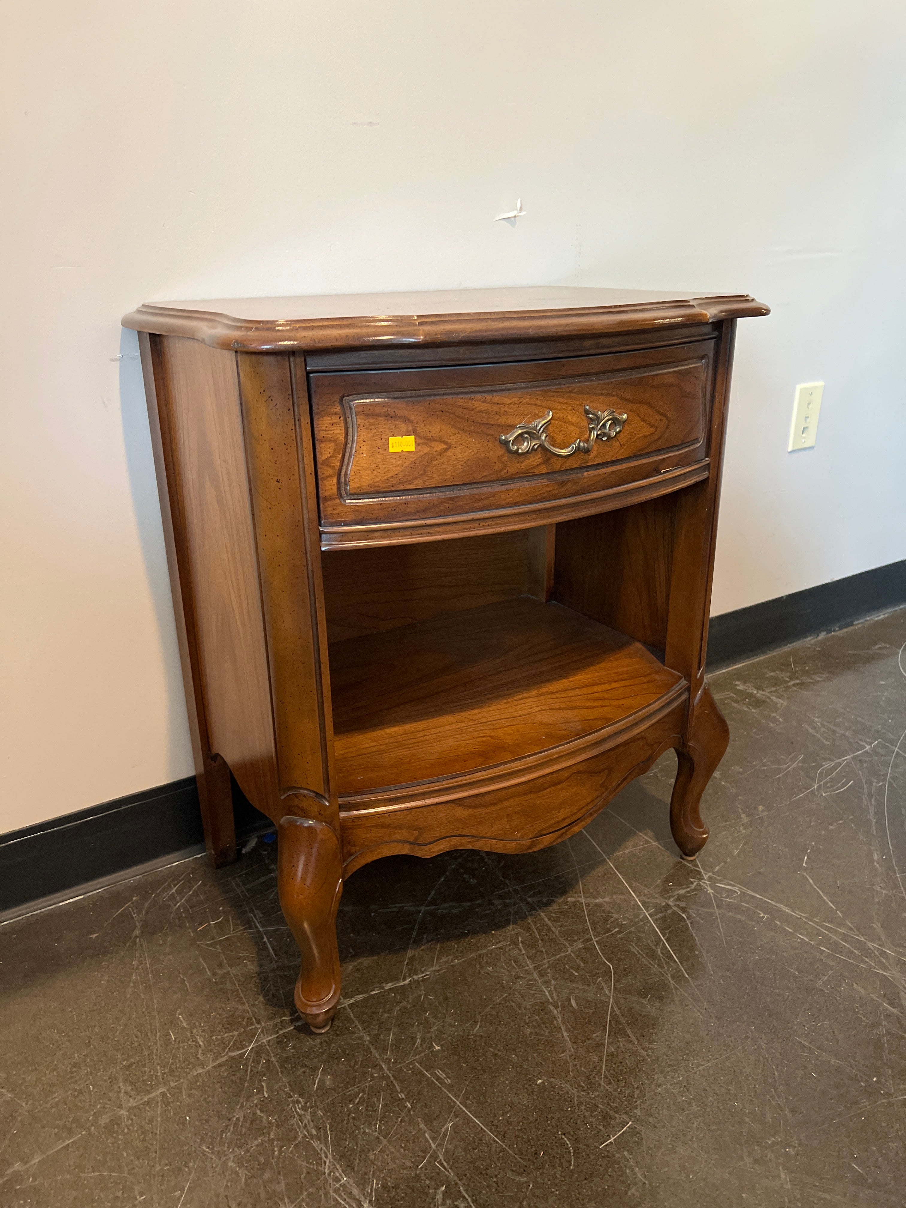 French Provincial Single-Drawer Nightstand with Open Shelf