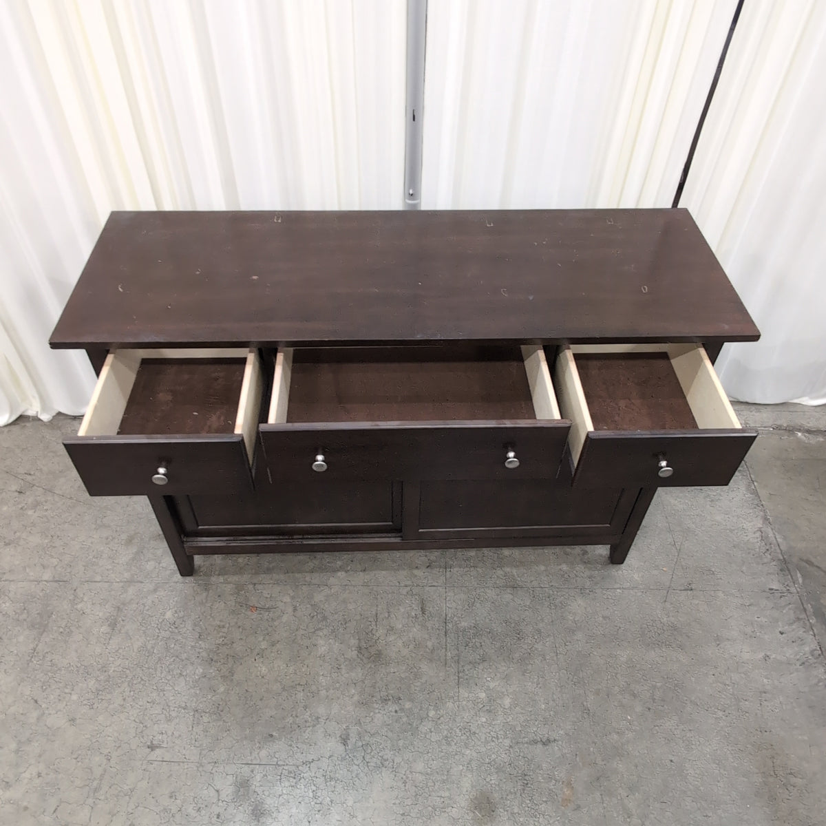 Dark Brown Wood Buffet with Sliding Door