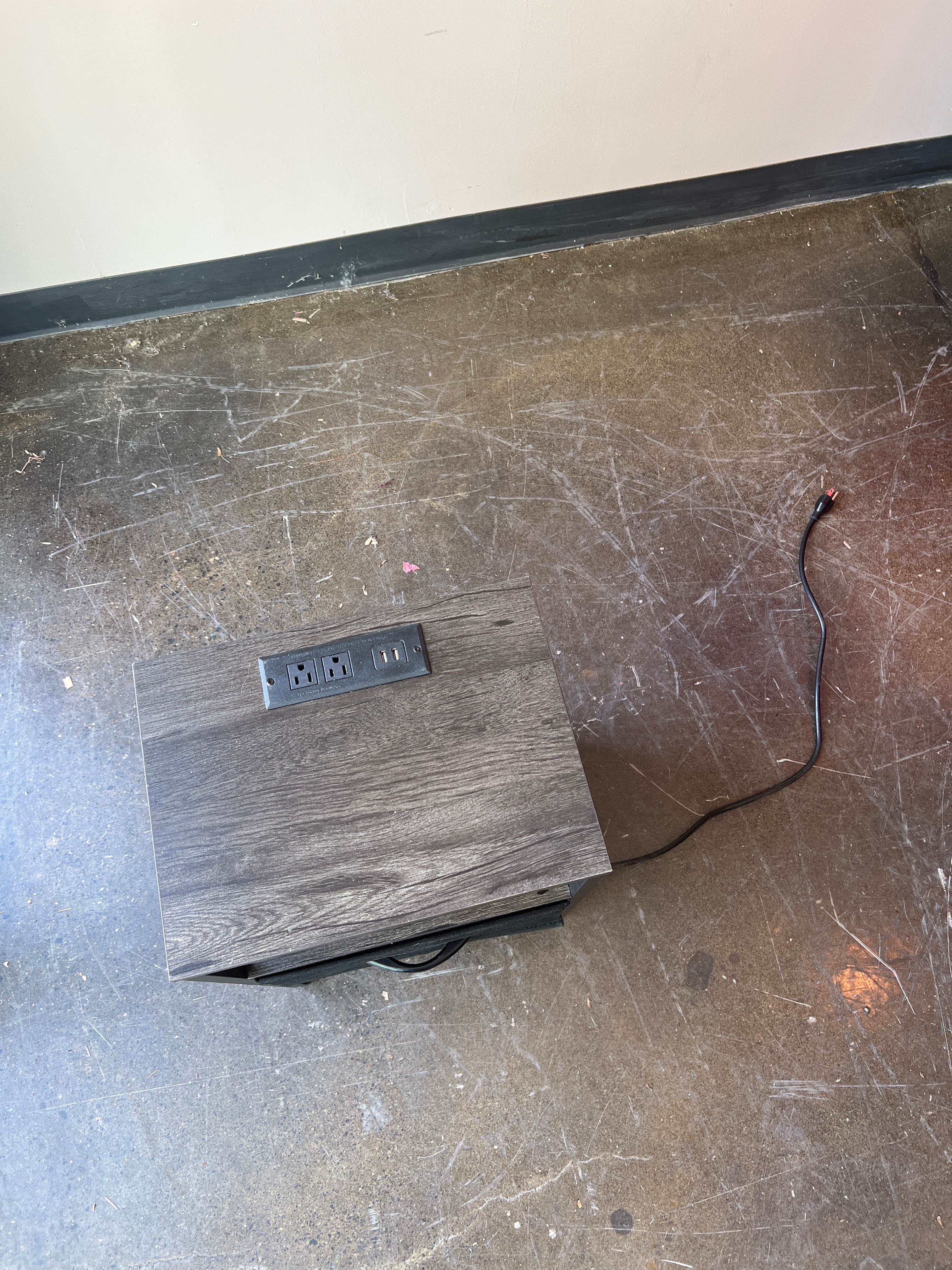 Industrial Side Table with Power Outlets