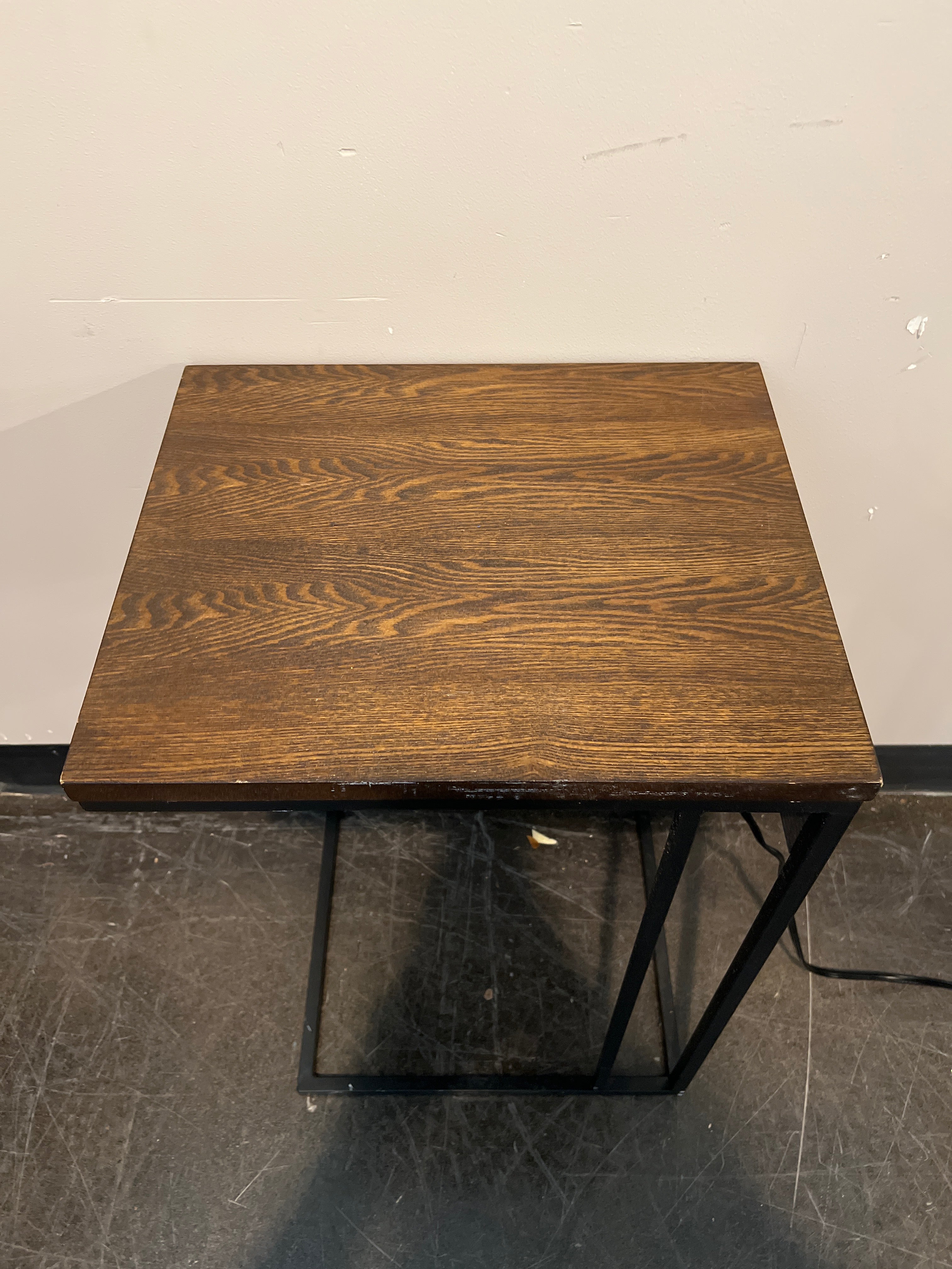 Modern Wood & Metal Side Table with Power Outlet and USB Ports