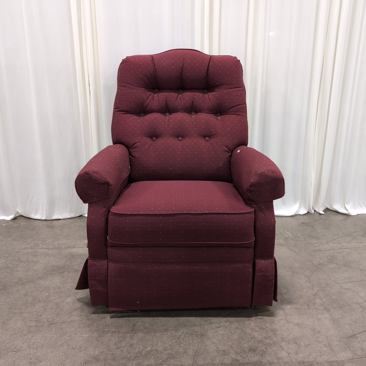 Deep Red Tufted Recliner in Fabric