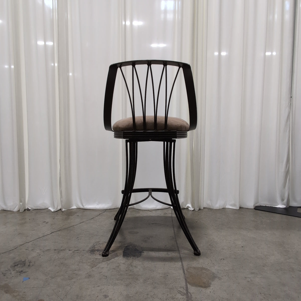Bronze Metal Swivel Bar Stool with Upholstered Seat