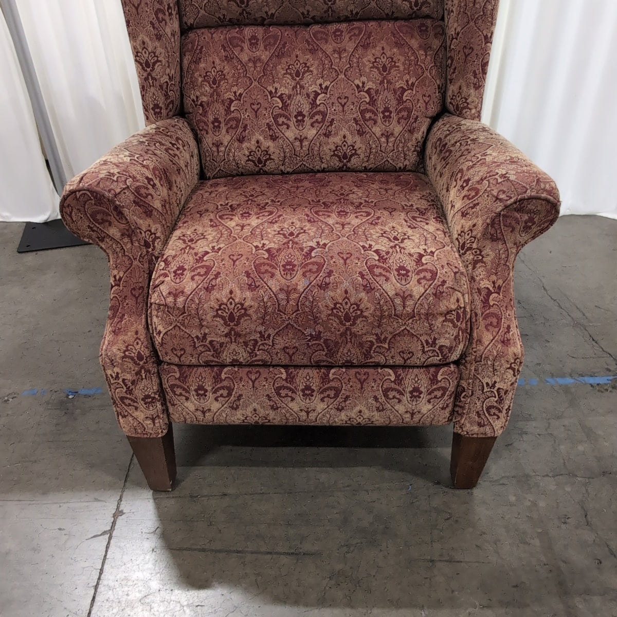 Traditional Red and Gold Damask Wingback Chair