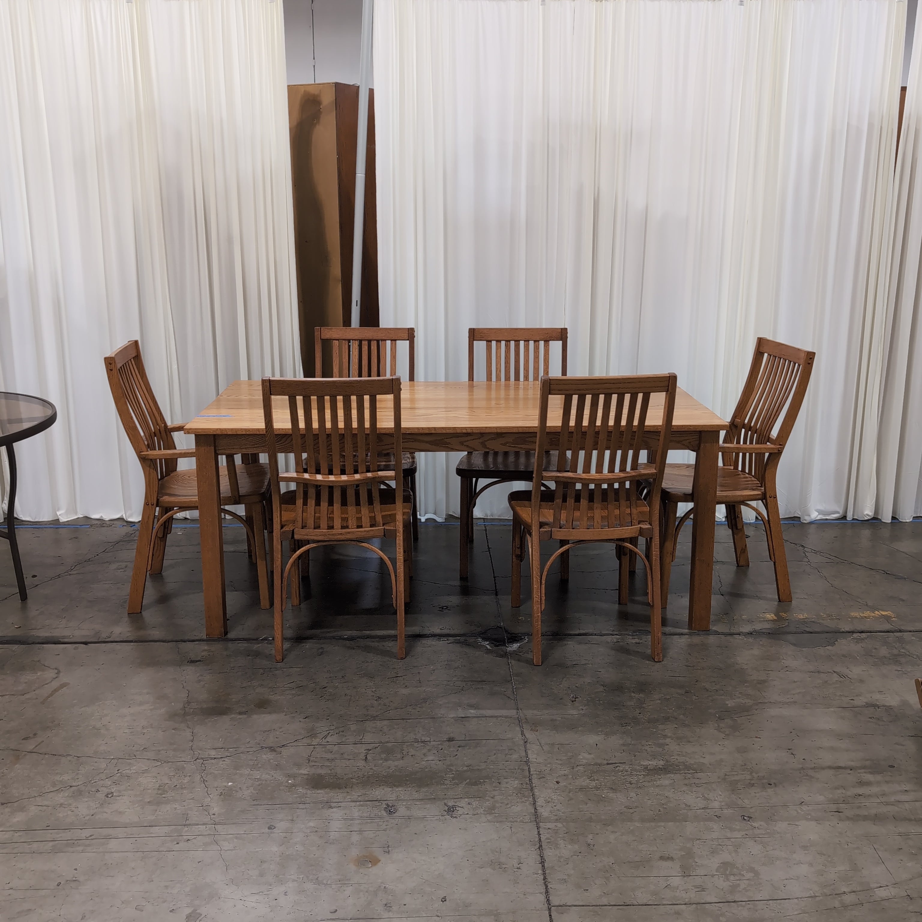 Light Wood Rectangular Dining Table with Six Chairs
