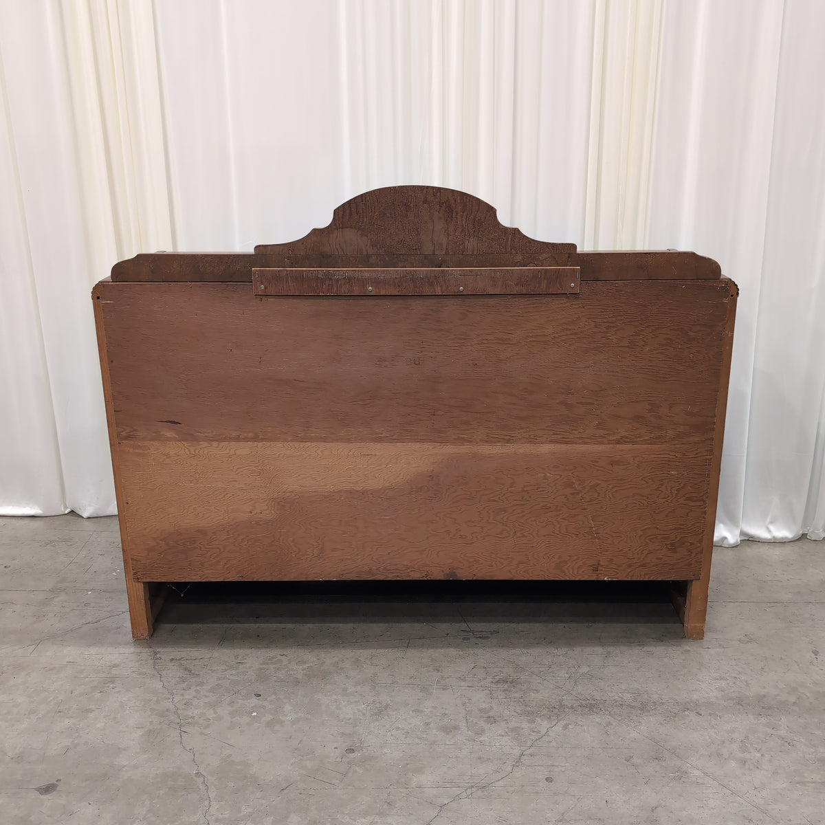 Brown Wood Art Deco Style Dresser with Attached Mirror