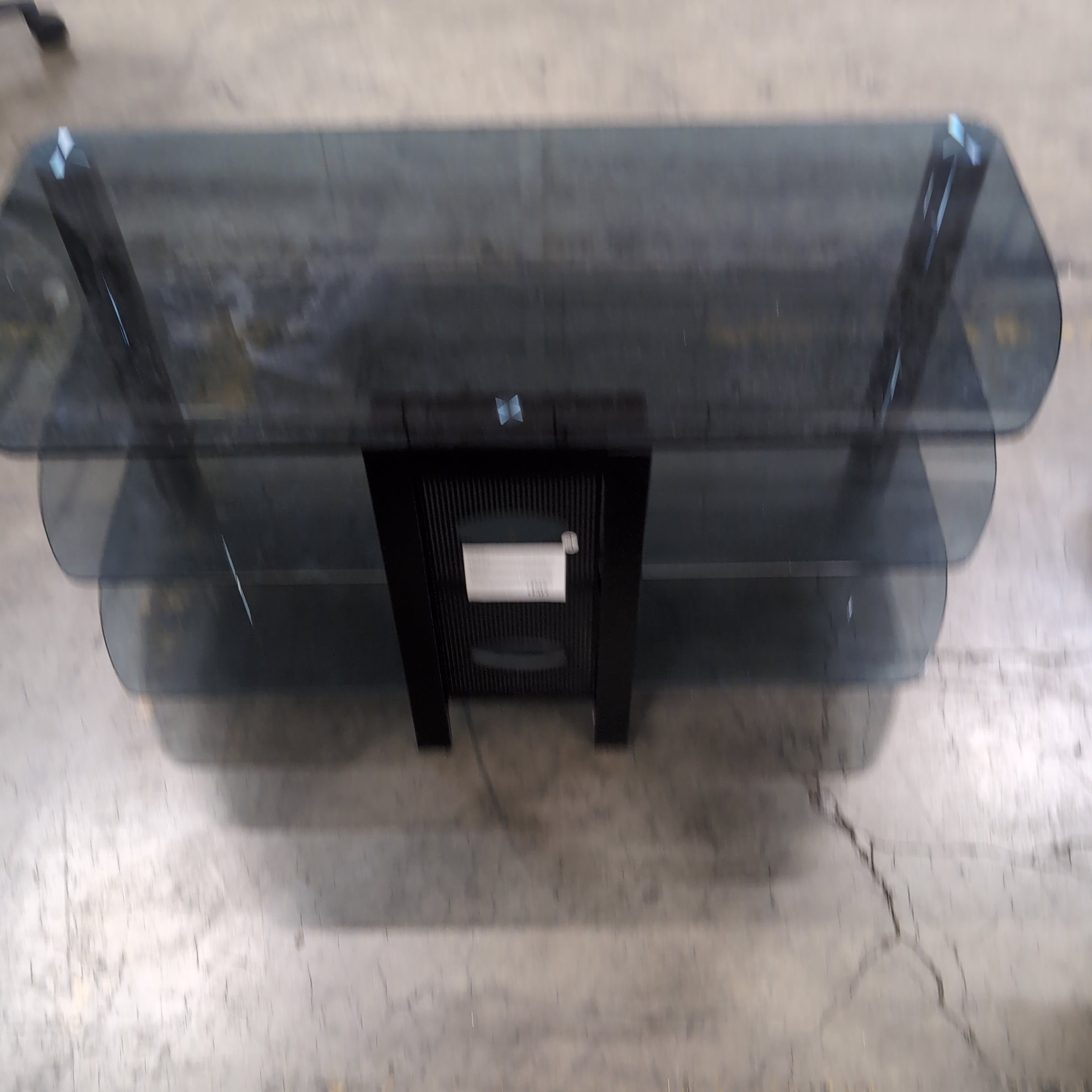 Modern Smoked Glass Three-Tier TV Stand