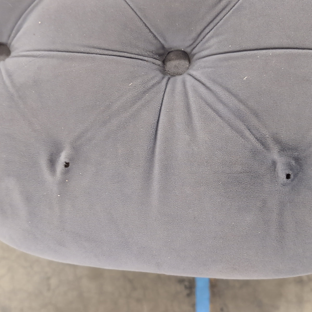 Charcoal Grey Upholstered Ottoman with Button Tufting