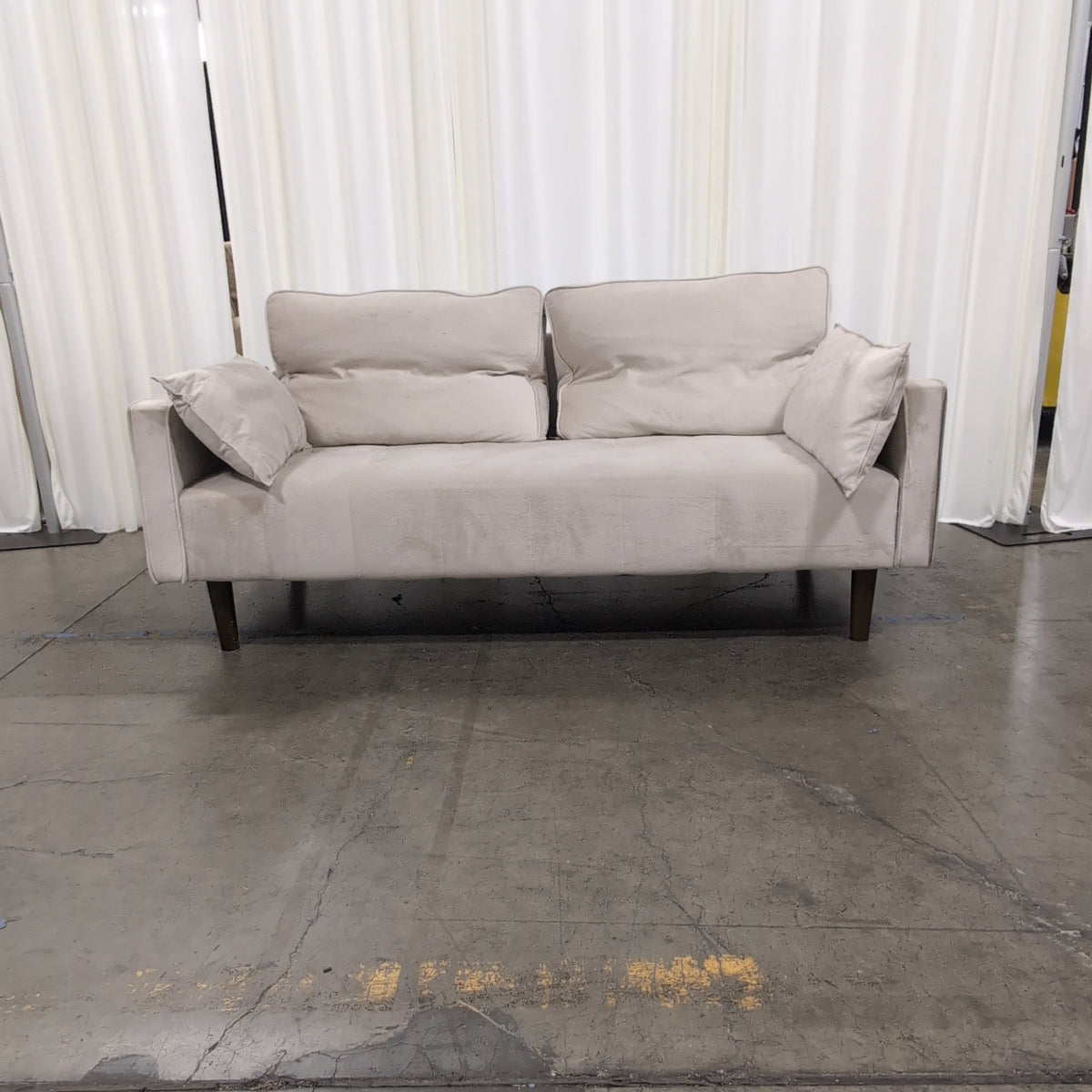 Light Beige Tufted Velvet Couch