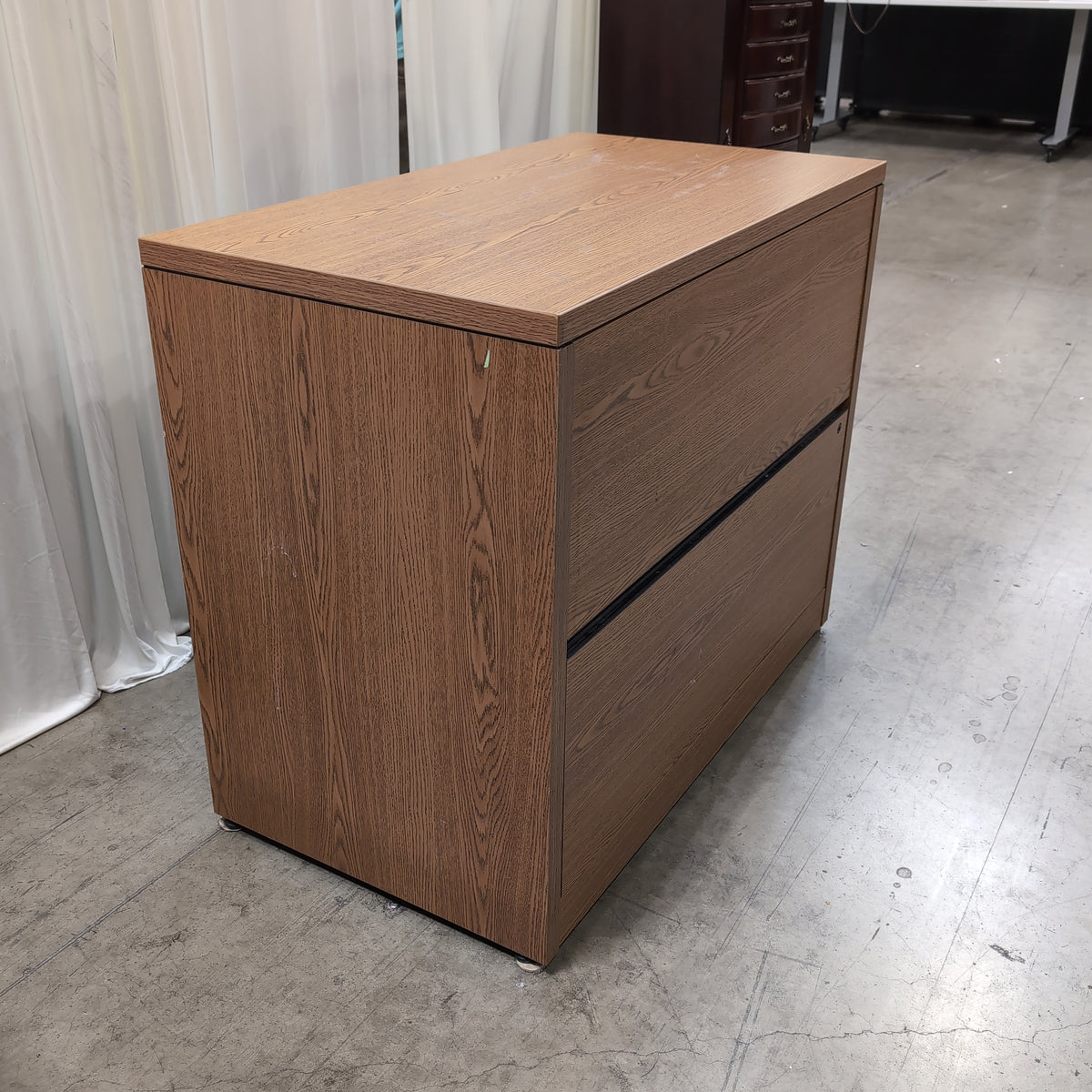 Medium Brown Two-Drawer Lateral File Cabinet