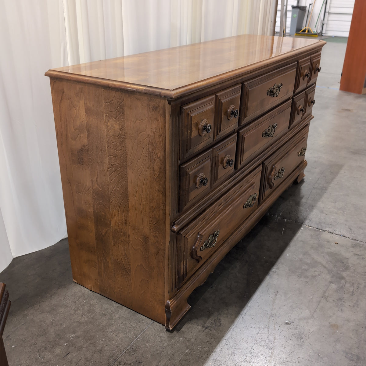 French Provincial Style Wood Dresser with Brass Pulls