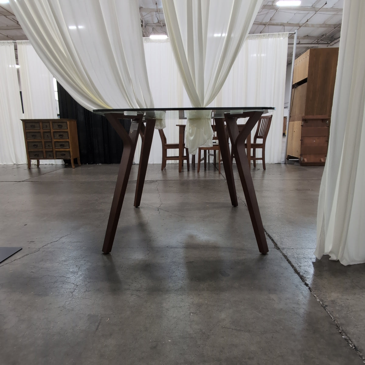 Lumisource Mid-Century Style Glass Top Coffee Table with Tapered Legs