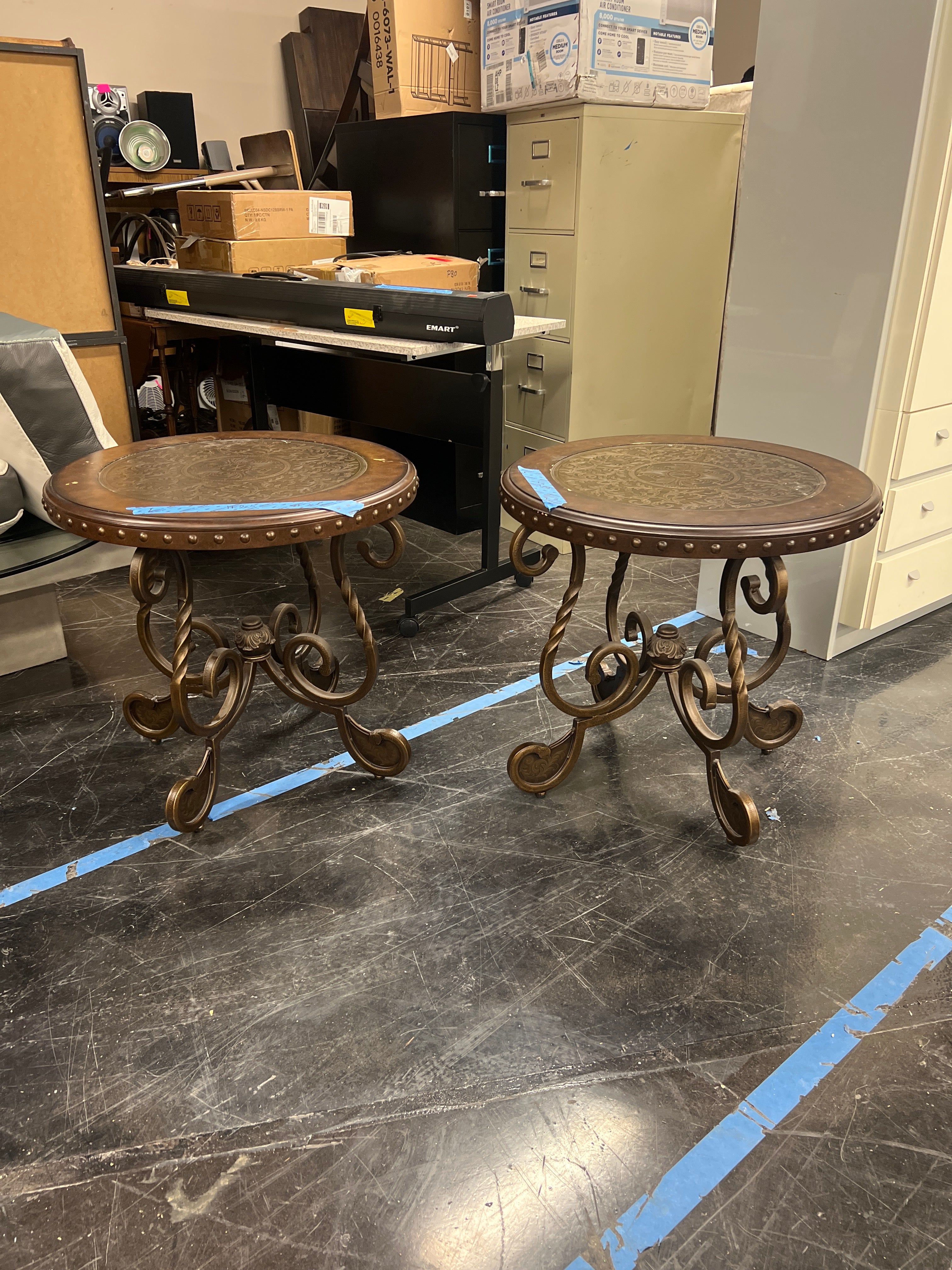 Ornate Metal and Wood Accent Table