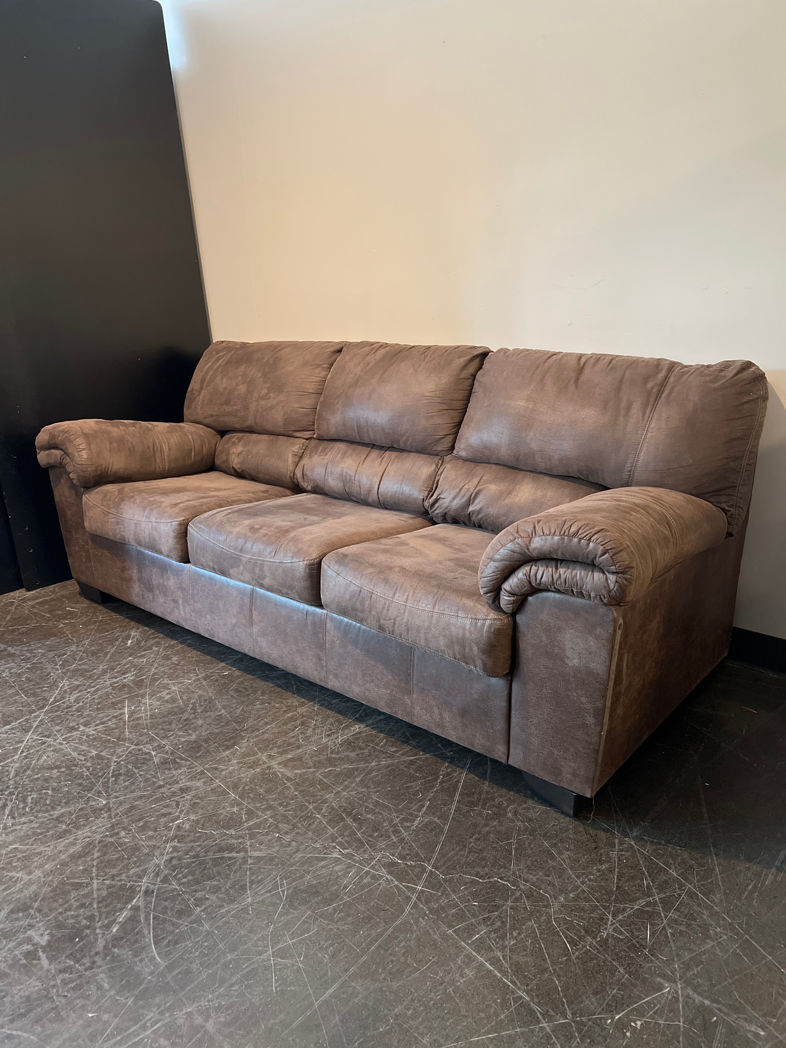 Plush 3-Seat Microfiber Sofa – Brown