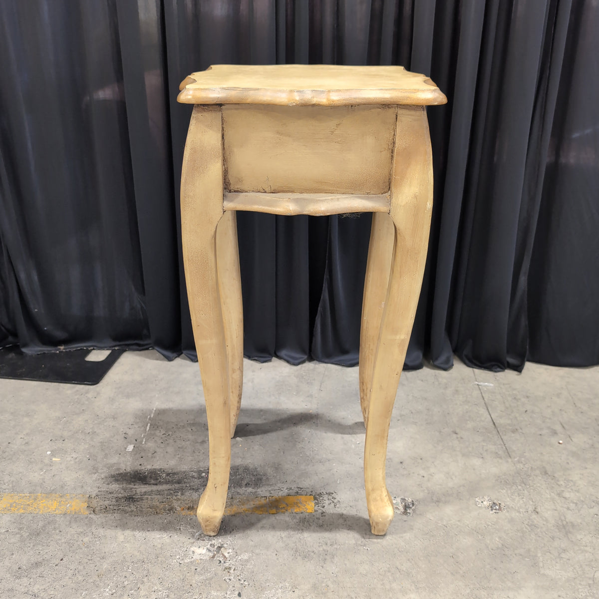 French Provincial Style Cream Nightstand with Cabriole Legs