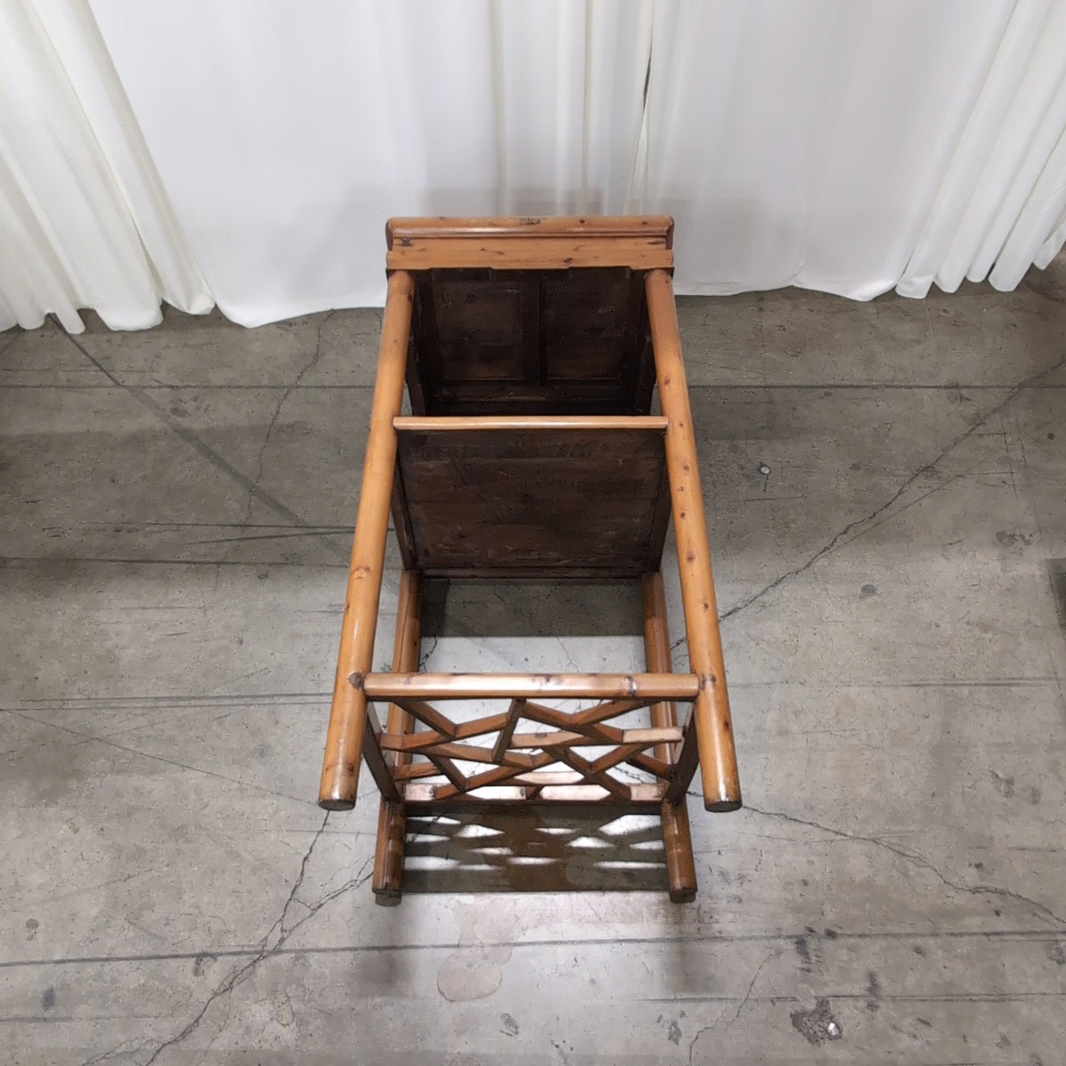 Light Wood Square End & Two Chairs Table with Lattice Base