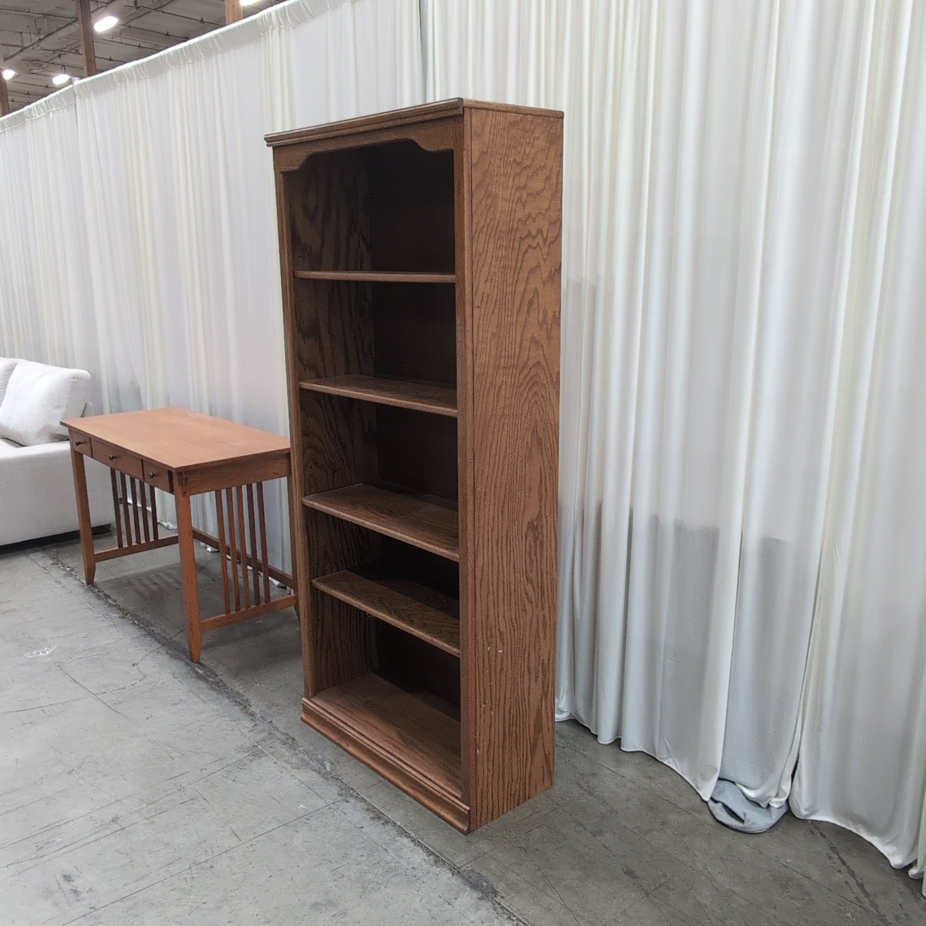 Traditional Five-Shelf Wood Bookcase