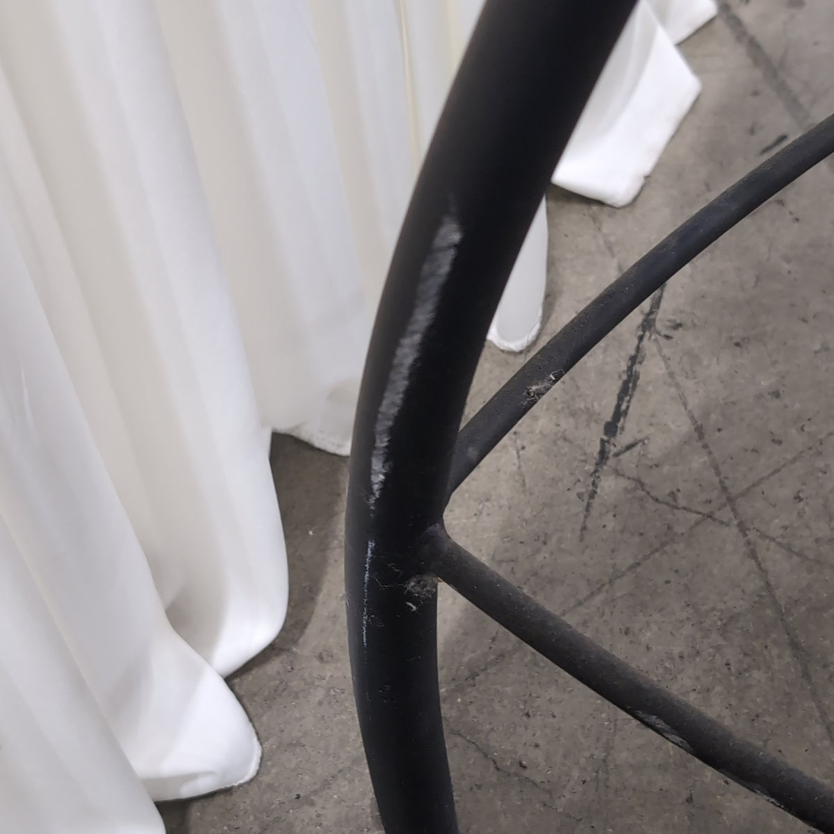 Pair of Black Round Seat Stools with Metal Legs