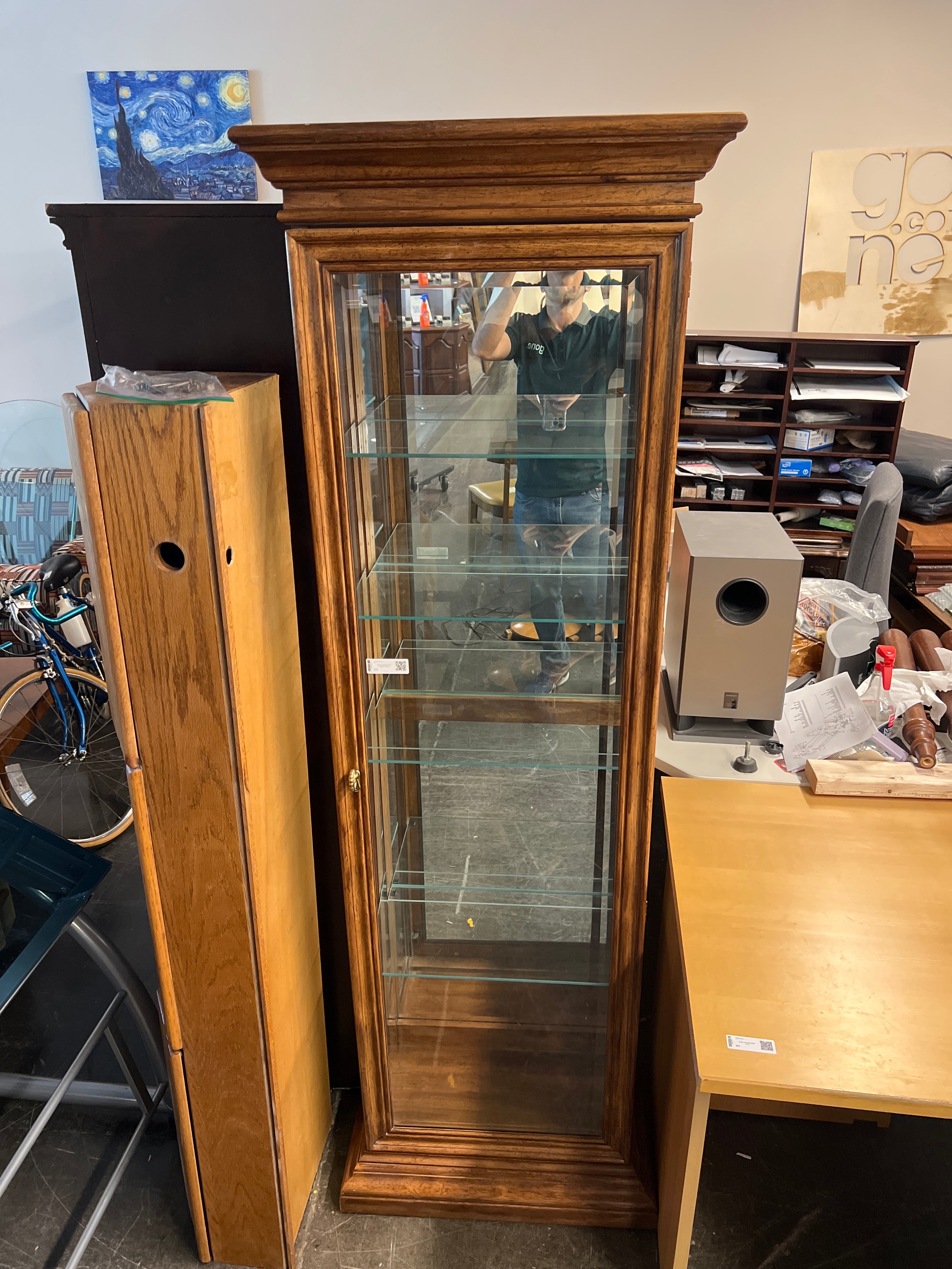American Furniture Co. Wood and Glass Curio Display Cabinet