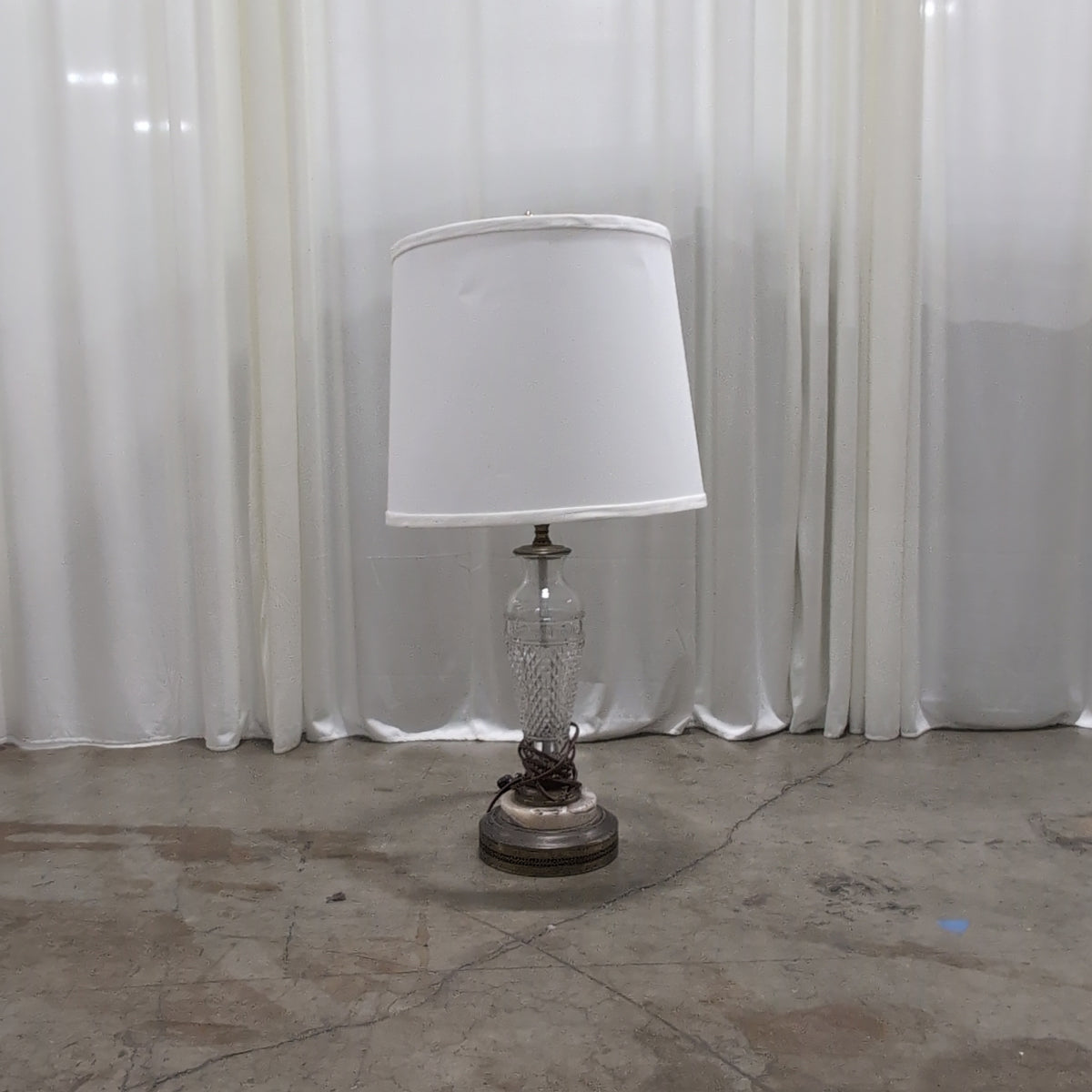 Clear Cut Glass and Bronze Table Lamp