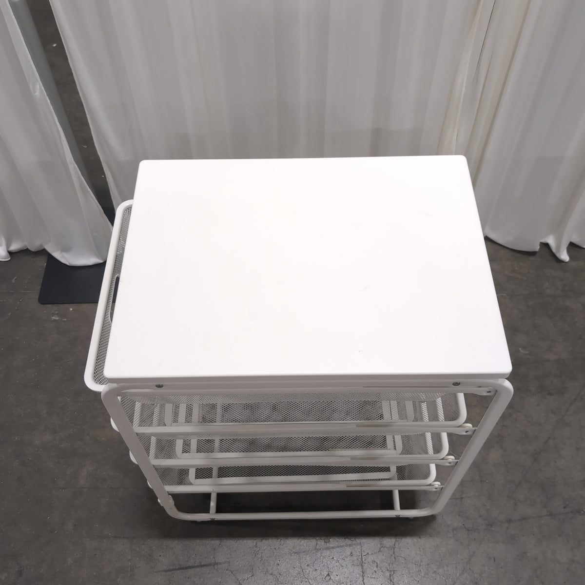 White Metal Five-Drawer Storage Cart