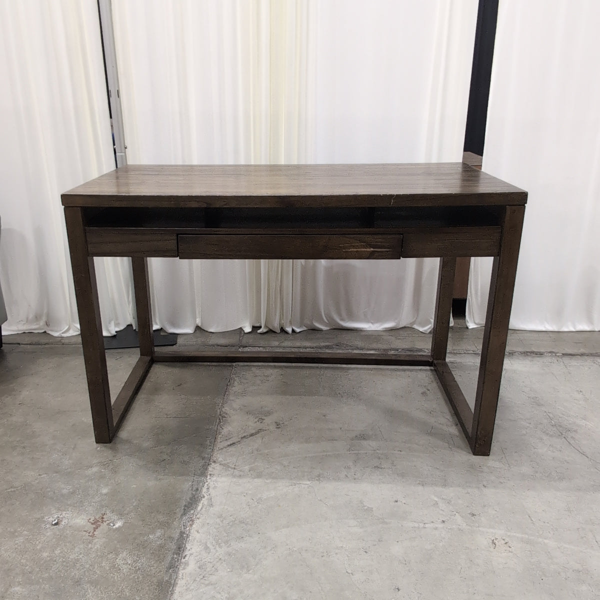 Dark Brown Wood Desk with Two Drawers