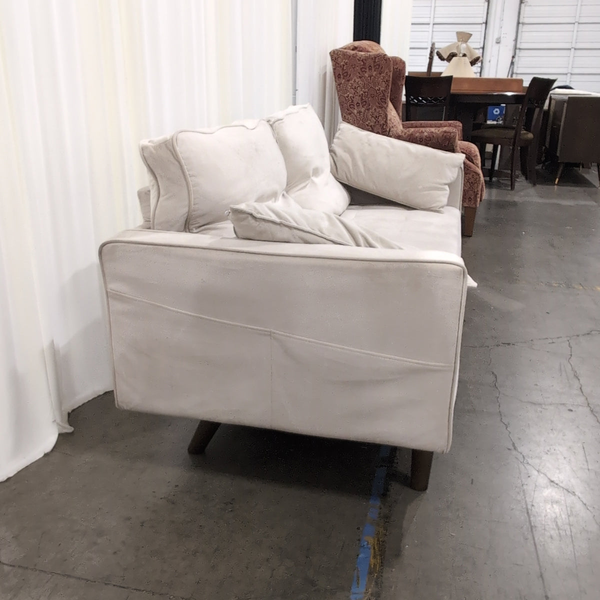 Light Beige Tufted Velvet Couch