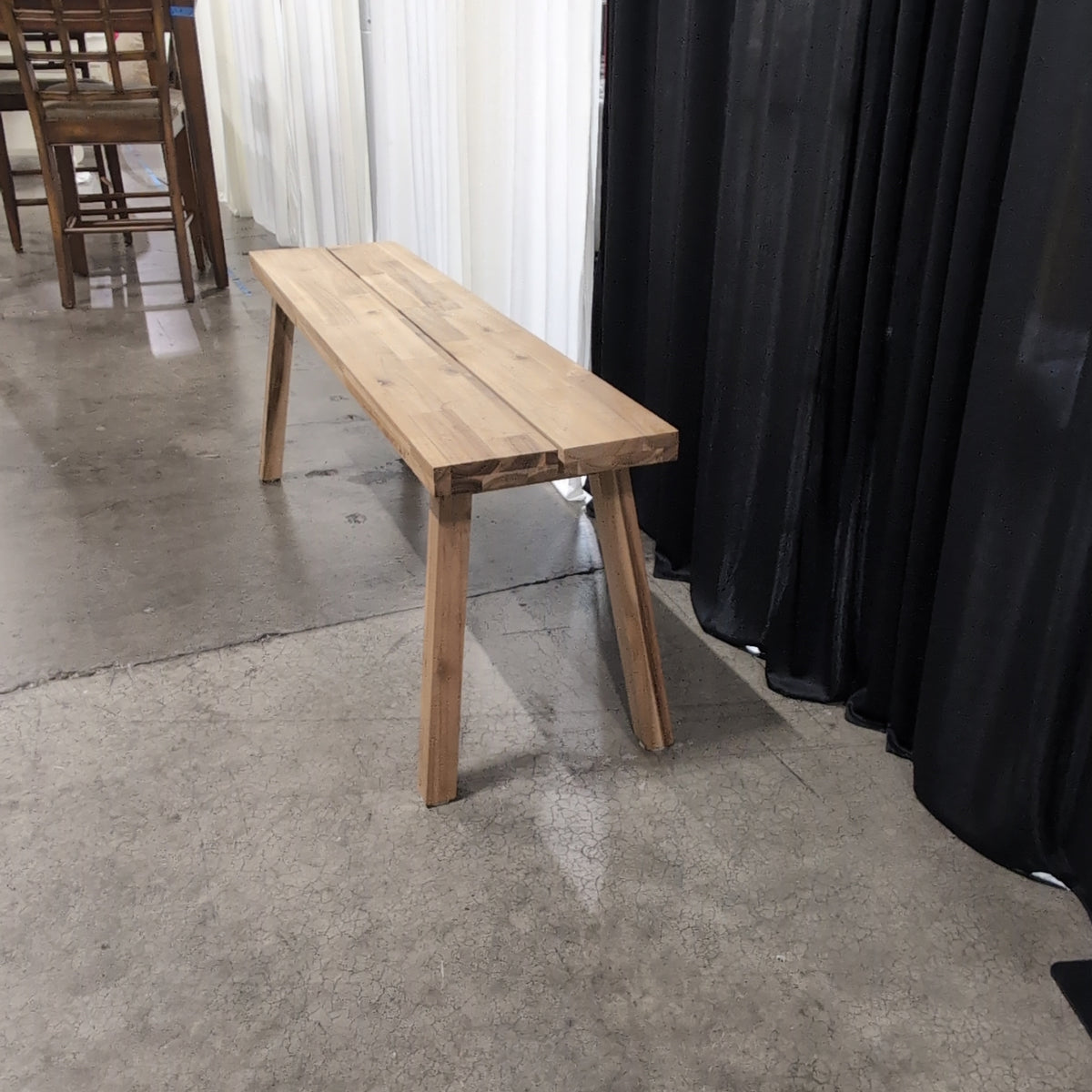 Light Wood Plank Top Bench