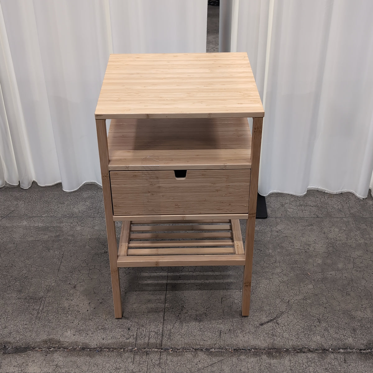 IKEA-Natural Bamboo Nightstand with One Drawer