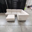 Natuzzi China Ltd. Cream Tufted L-Shaped Sectional Couch in Leather