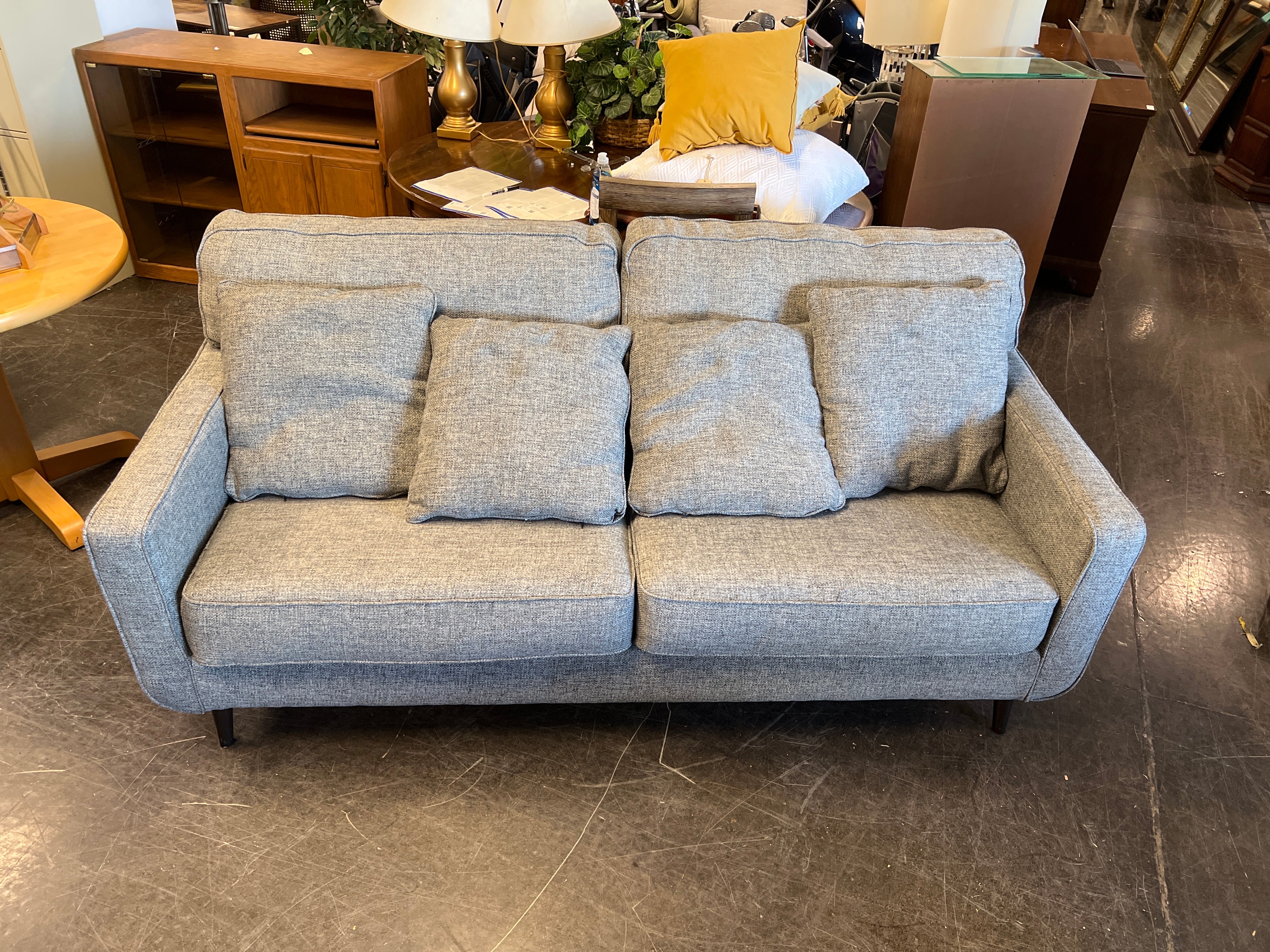 Large Gray Sofa with Tufted Back