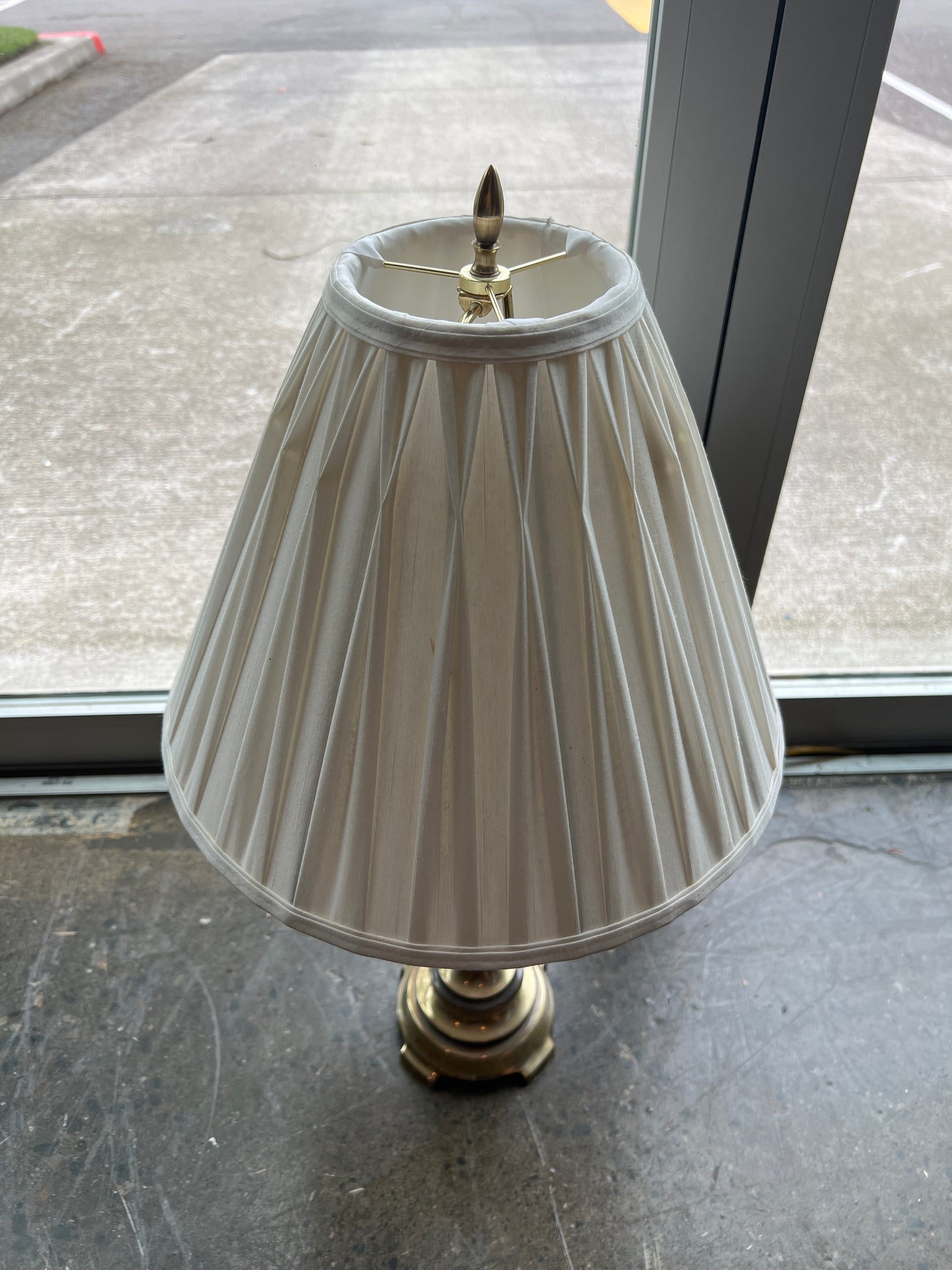 Brass Table Lamp with Pleated Shade
