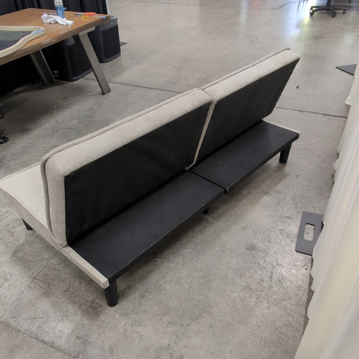 Light Beige Fabric Convertible Couch