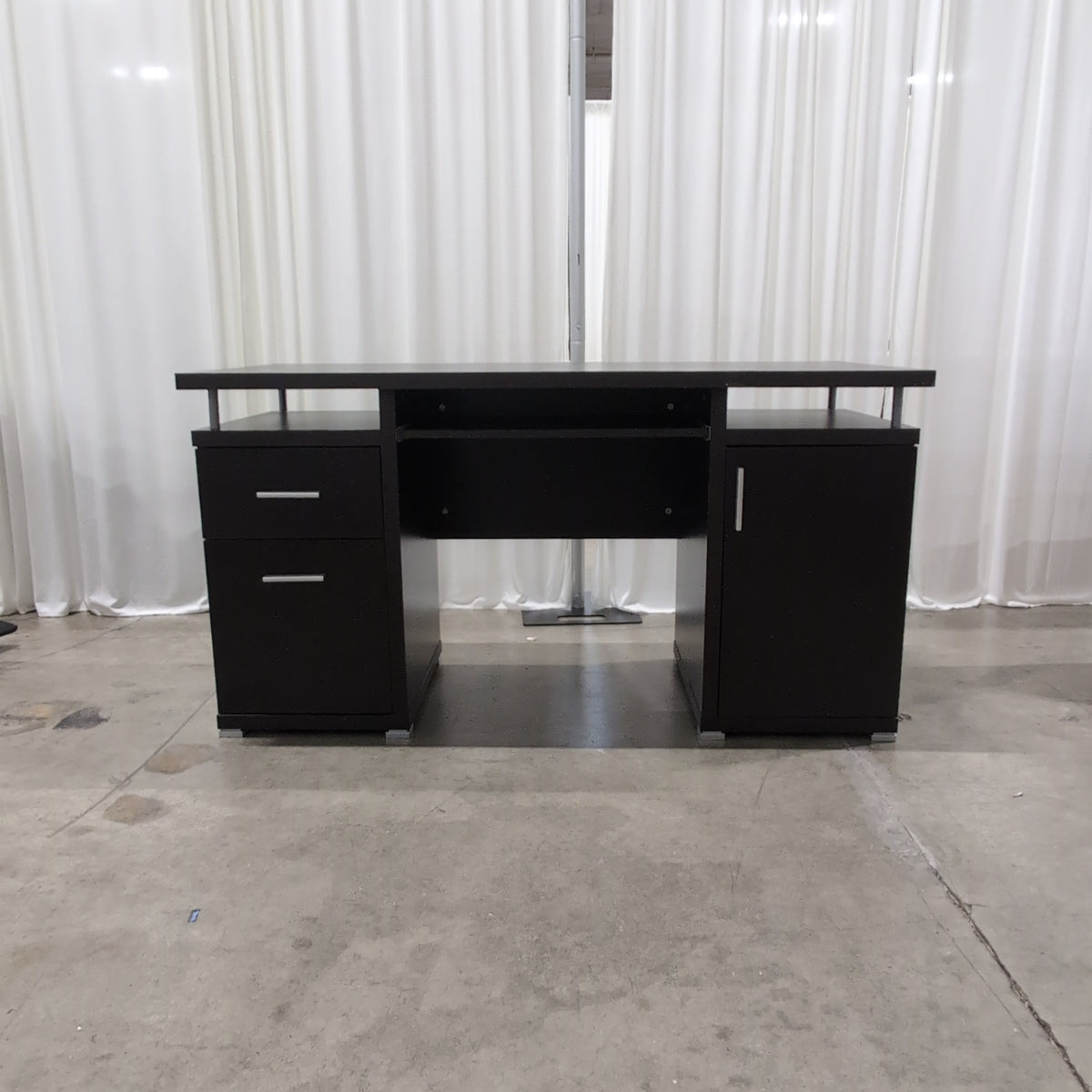 Dark Brown Laminate Office Desk with Storage